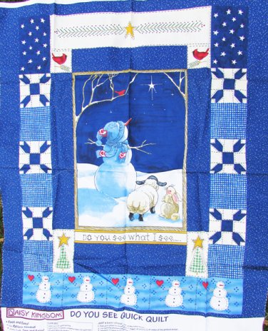 Daisy Kingdom Snowman quick lap quilt panel fabric cut and sew