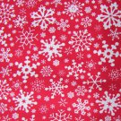Red fabric white snowflakes cotton 44" wide winter Christmas quilting BY Red fabric white snowflakes cotton 44" wide winter Christmas quilting BY