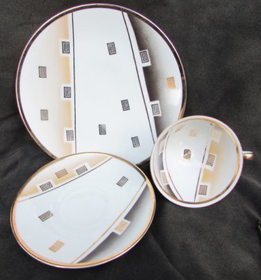 Winterling Bavaria Atomic cup saucer plate tea set white gold china Germany
