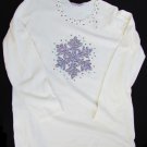 Quaker Factory ecru sweater snowflake sequins size M new top pullover crew neck Quaker Factory ecru sweater snowflake sequins size M new top pullover crew neck