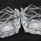 2 Indiana Glass Lotus Flower tea light candle holders petal shape set of 2