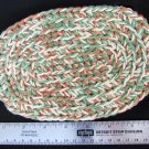 Doll house hand crocheted rug green rust cream oval cotton