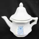 Avon Ironstone teapot white with blue corn flower single serve never used Avon Ironstone teapot white with blue corn flower single serve never used