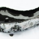 McCoy planter black with white frosting kidney shaped footed #05