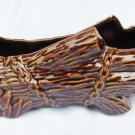 McCoy planter brown log 7x3" vintage 1950s mid century