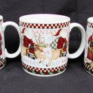 Santa's Spirit mugs cups Sakura set of three Debbie Mum stoneware