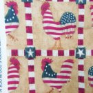 Rooster patriotic fabric Yankee Doodle Doo flags 52 x 44" Country Daisy Kingdom