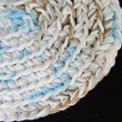 Doll house hand crocheted rug variegated blue beige oval cotton