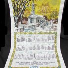 Calendar towel 1974 Smith Douglas Fertilizer with church setting top linen