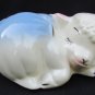 Lamb sleeping blue planter USA mark vintage 1950s ceramic