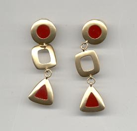 Avon Fashion Color pierced Earrings- carnelian red