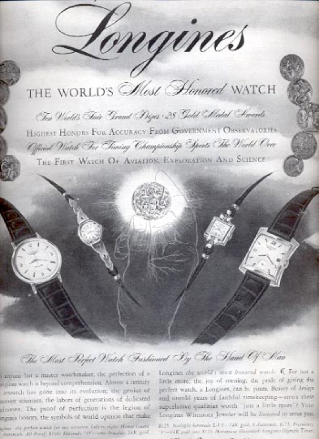 1957  Longines- Wittnauer Watch Company magazine   ad (# 4991)