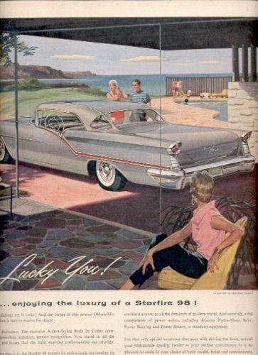 1957    Oldsmobile Starfire 98 Holiday Coupe     magazine ad (# 5003)