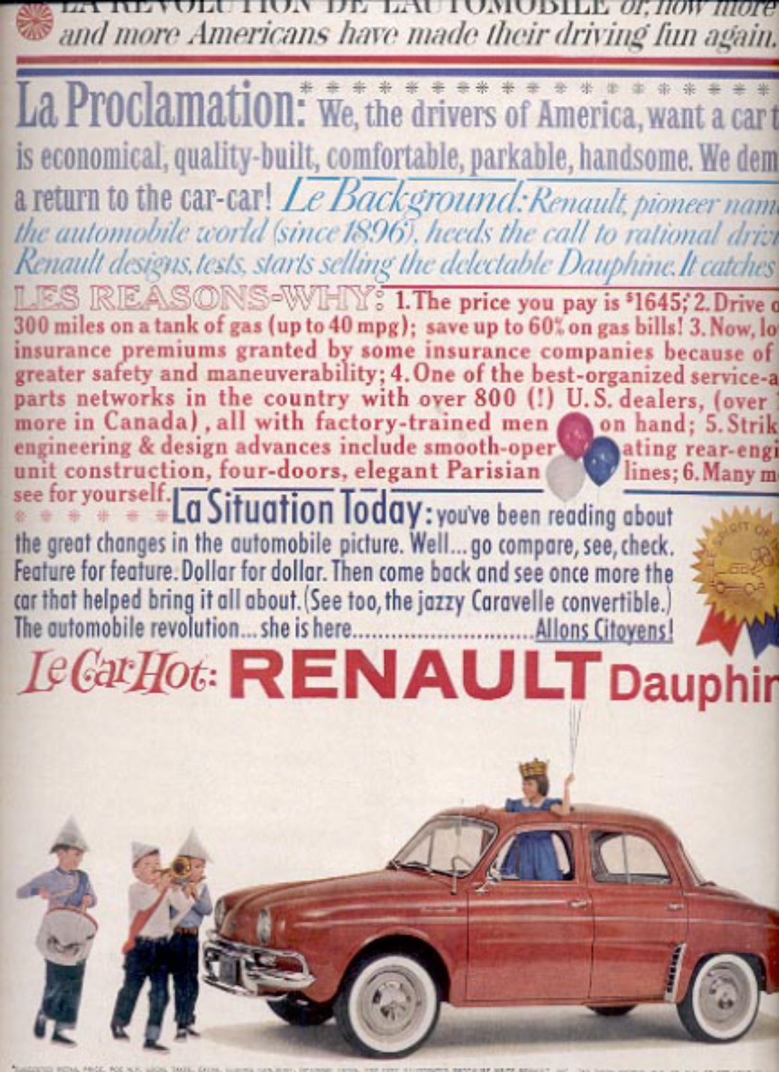1960 Renault Dauphine magazine ad ( 5343)