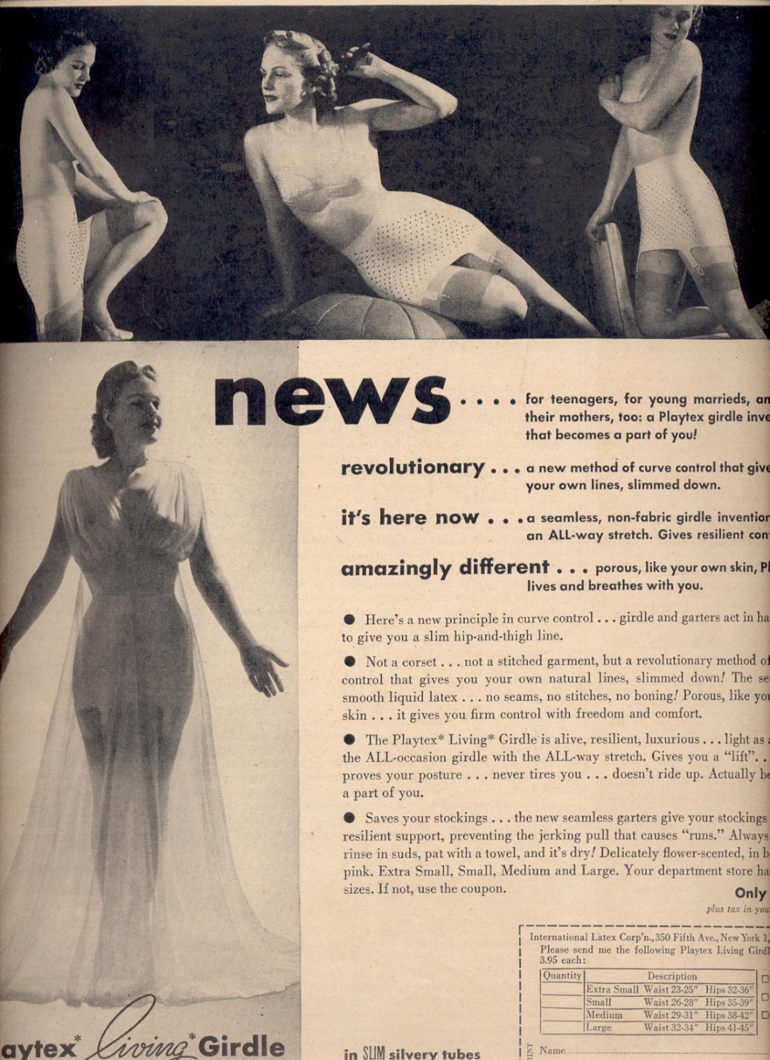 April 7, 1947 Playtex living girdle magazine ad (#6420)