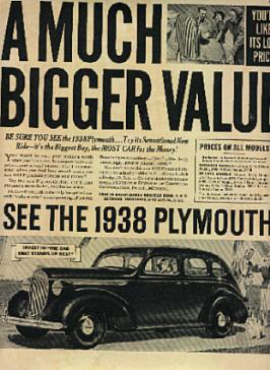 1938  Plymouth magazine  ad (# 1018)