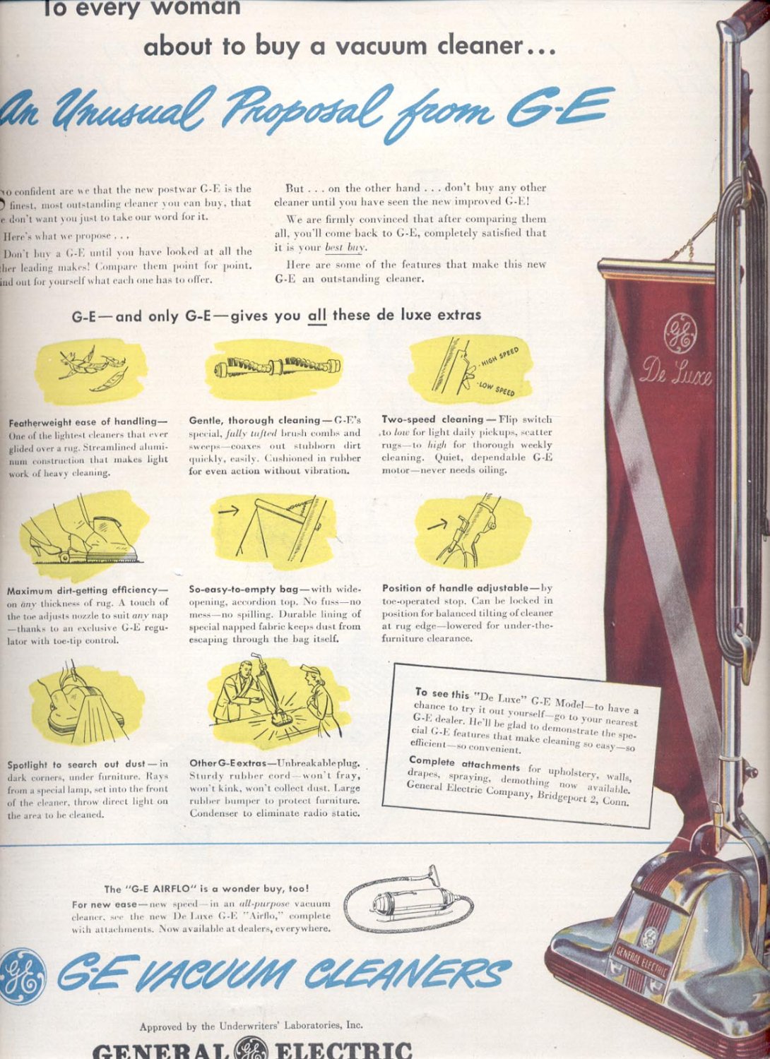 Sept. 16, 1946 General Electric Vacuum Cleaners magazine ad (1040)