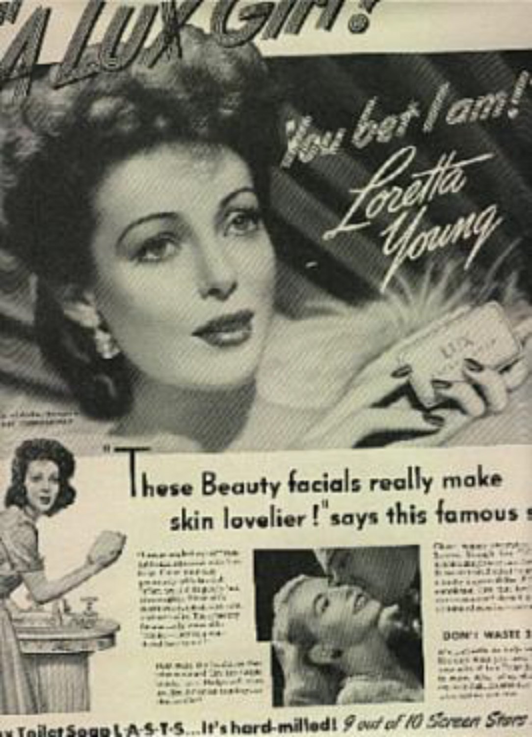 1944 Lux magazine ad w/ Loretta Young (# 600)