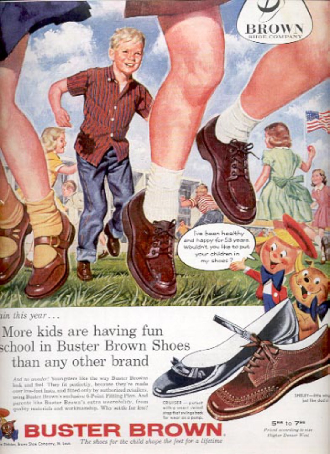 1957 Buster Brown Shoes magazine ad (# 4773)