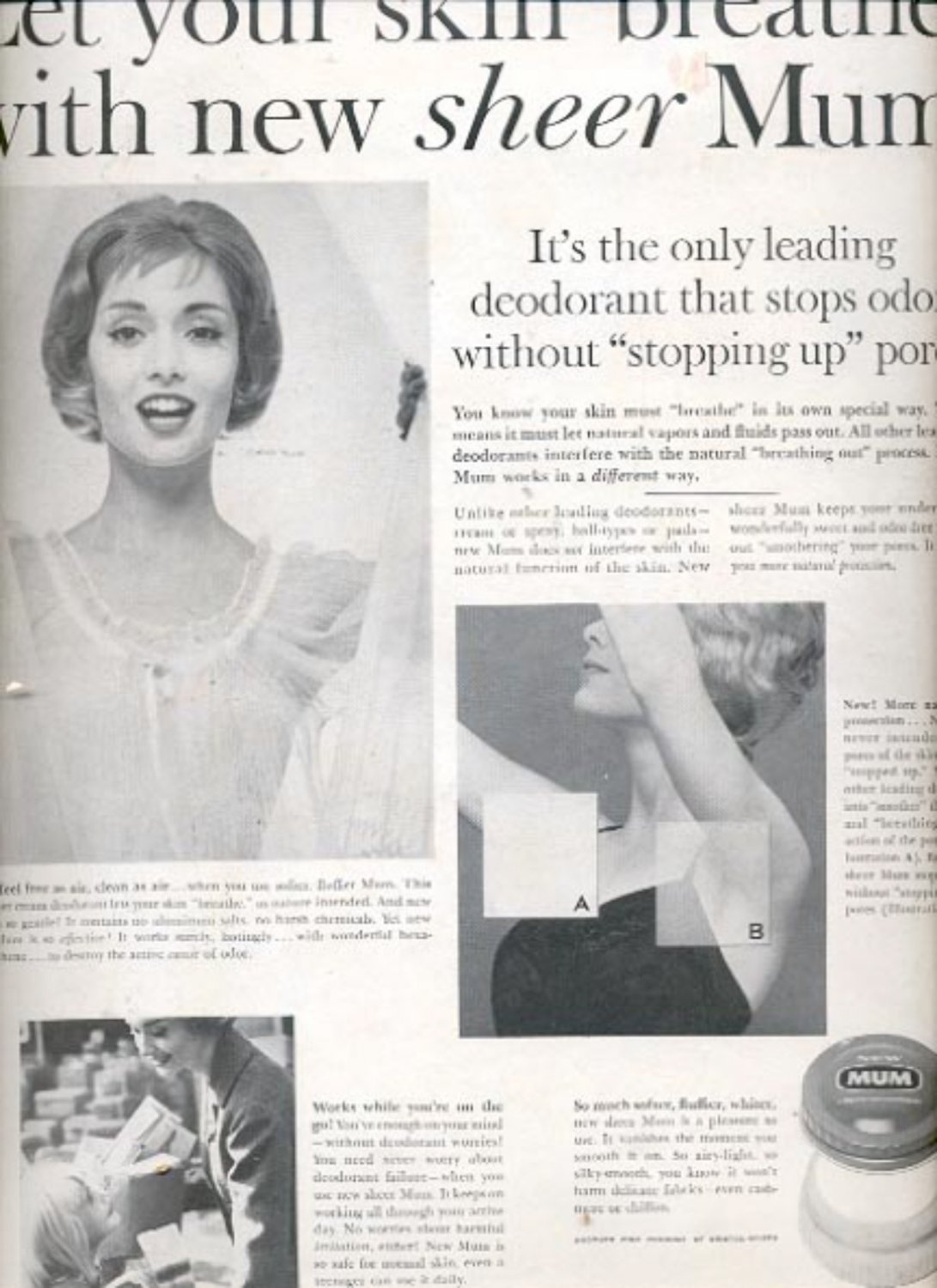 Nov. 1960 Mum cream deodorant magazine ad (5750)