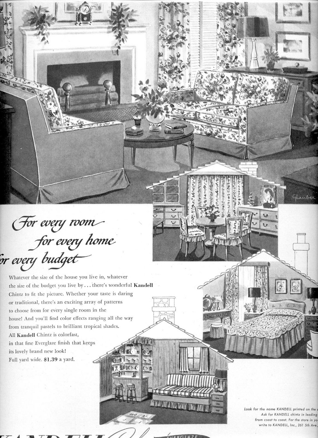 Sept. 15, 1947    Kandell Chintz everglaze   magazine     ad  (#6306)