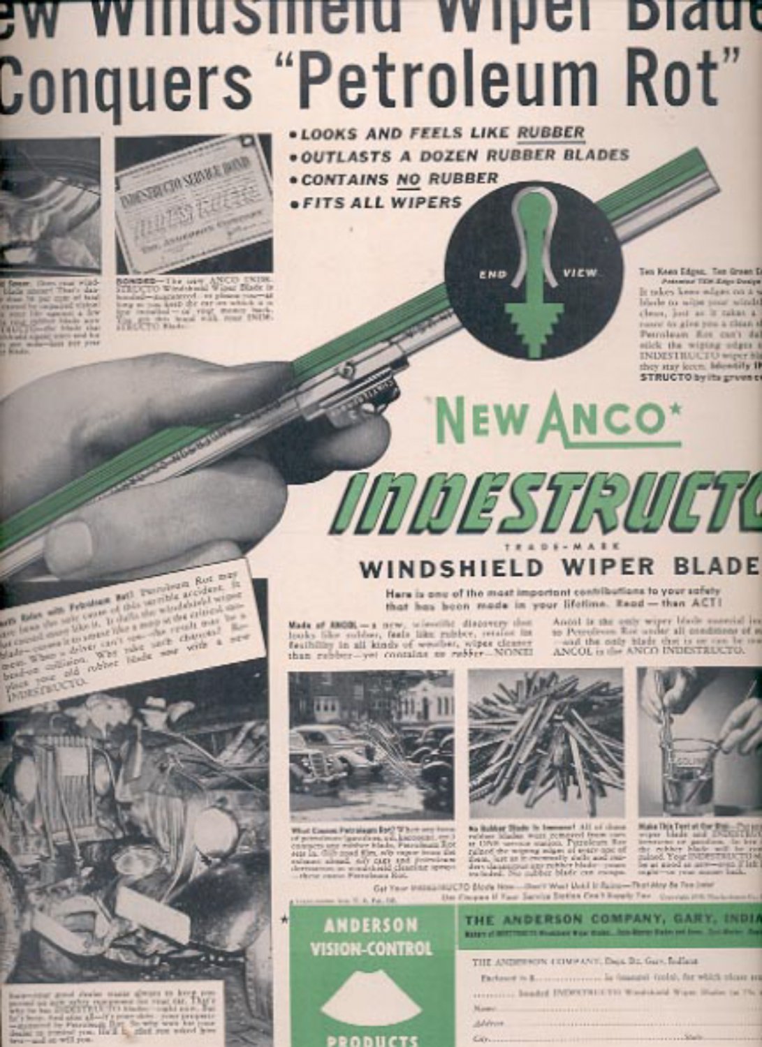 1939  Anco Indestructo windshield wiper blade    magazine   ad (#6004)