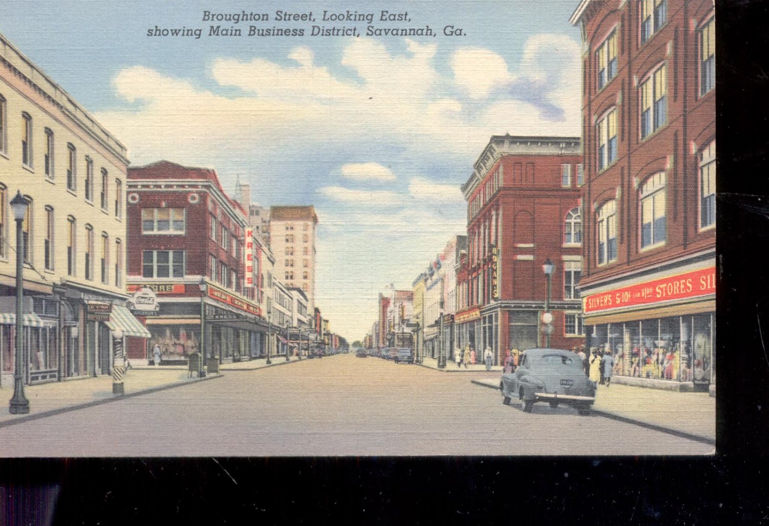 Broughton Street,  Savannah, GA-  Postcard- (# 22)