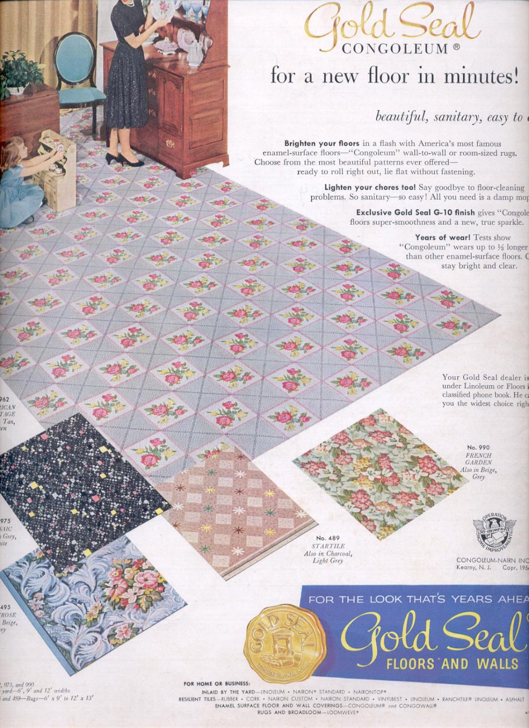 March 6, 1956 Gold seal Congoleum Floors and walls magazine ad ( 4444)