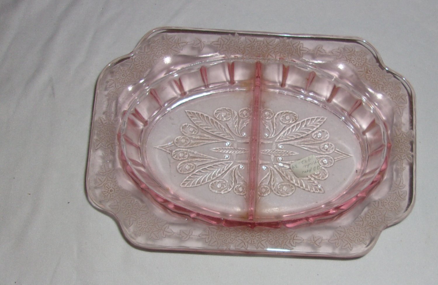 Adam Pink Depression Glass Divided Relish Dish