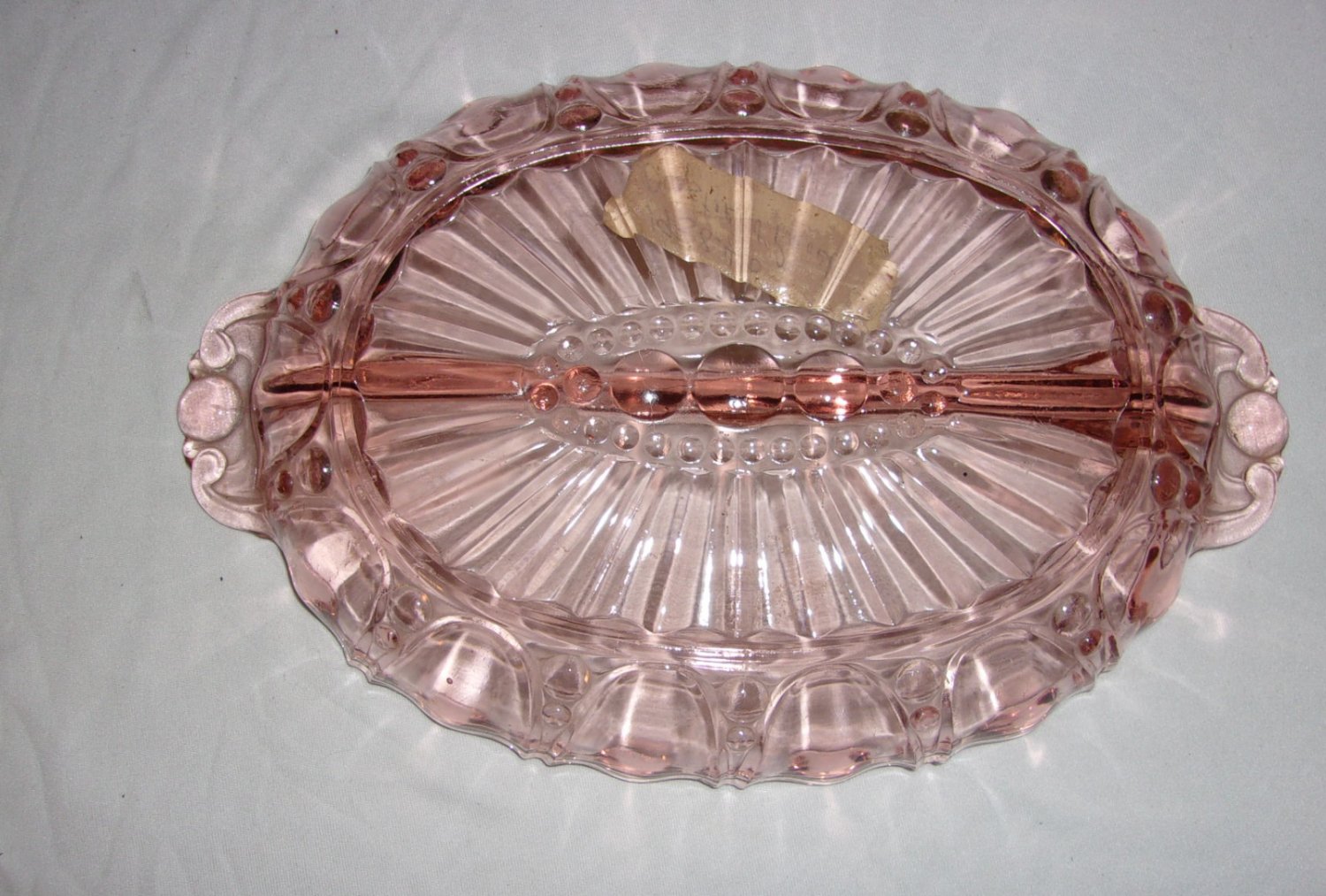 Oyster And Pearl Pink Depression Glass Relish Tray
