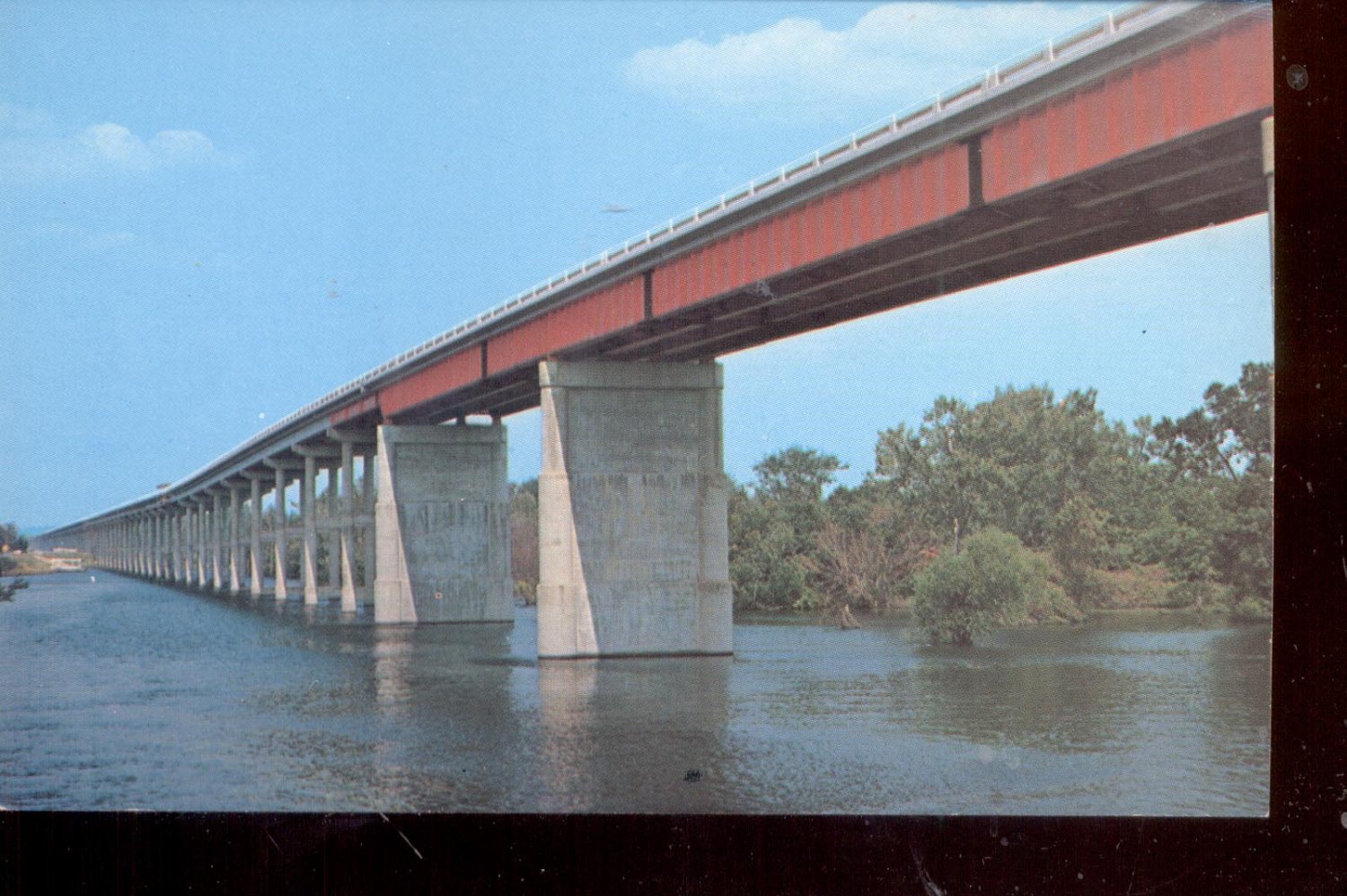 Toledo Bend Country Pendleton Bridge Connecting Texas & La. Postcard