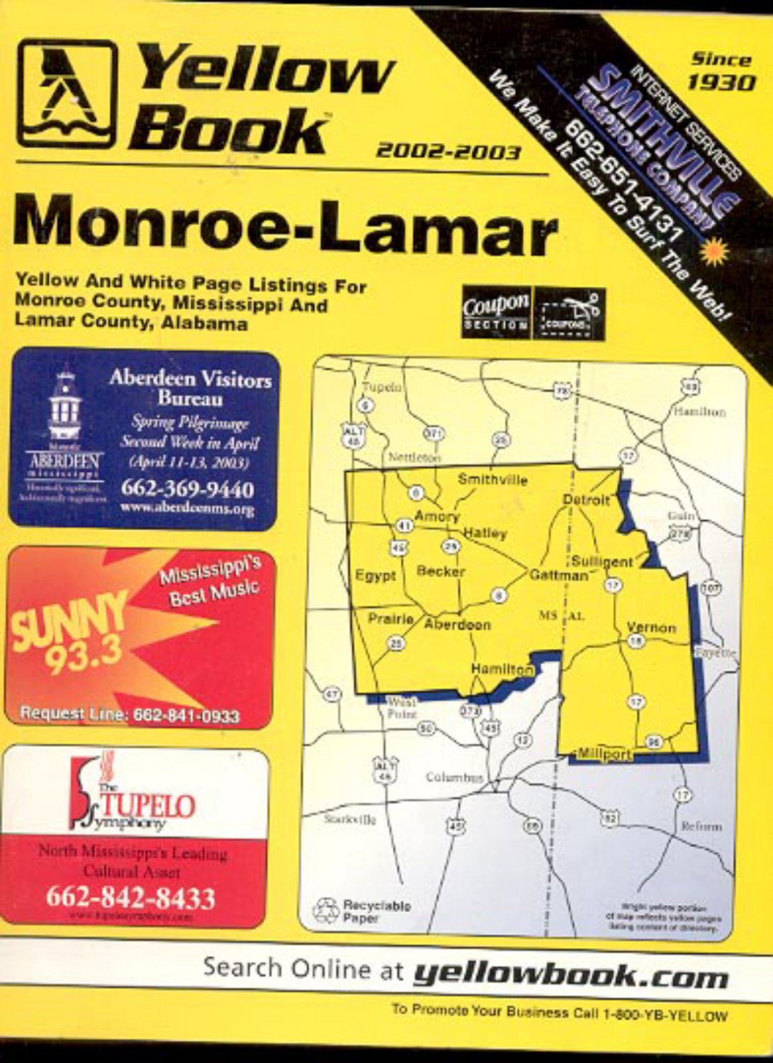 Monroe , Mississippi Lamar, Alabama Yellow Book 20022003 Telephone