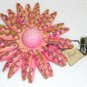 Pink   Hand crafted papier mache brooch Made in Japan. Vintage.  (# 24)