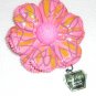 Pink Hand crafted papier mache brooch Made in Japan. Vintage.  (# 7)