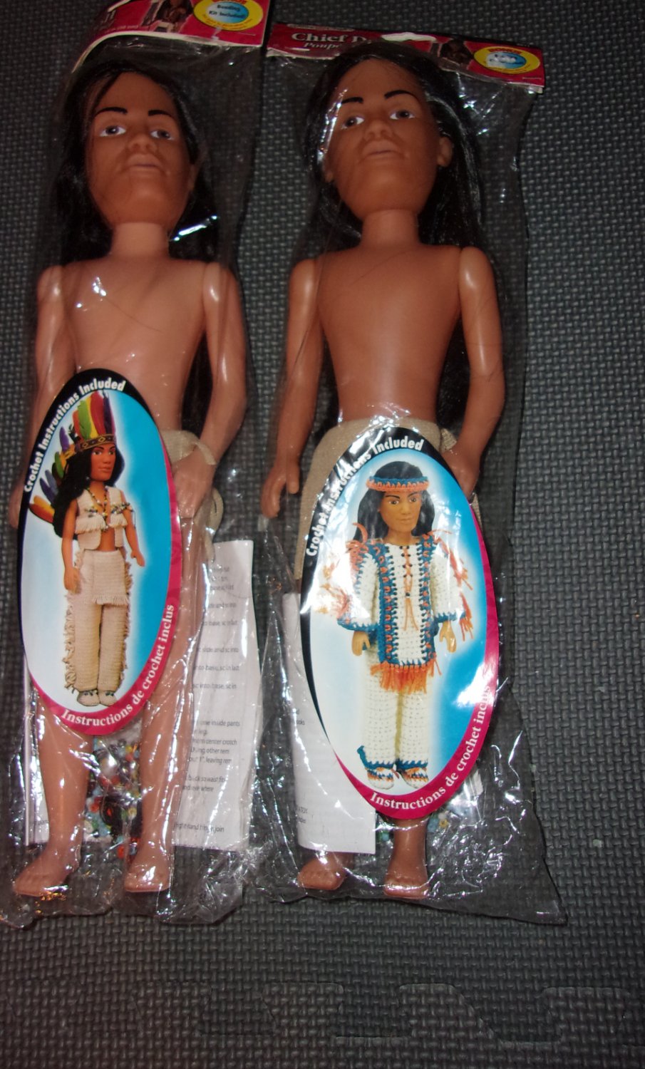 2 Fibre Craft 15 Inch Indian Chief Doll Native American No 3211 Nip