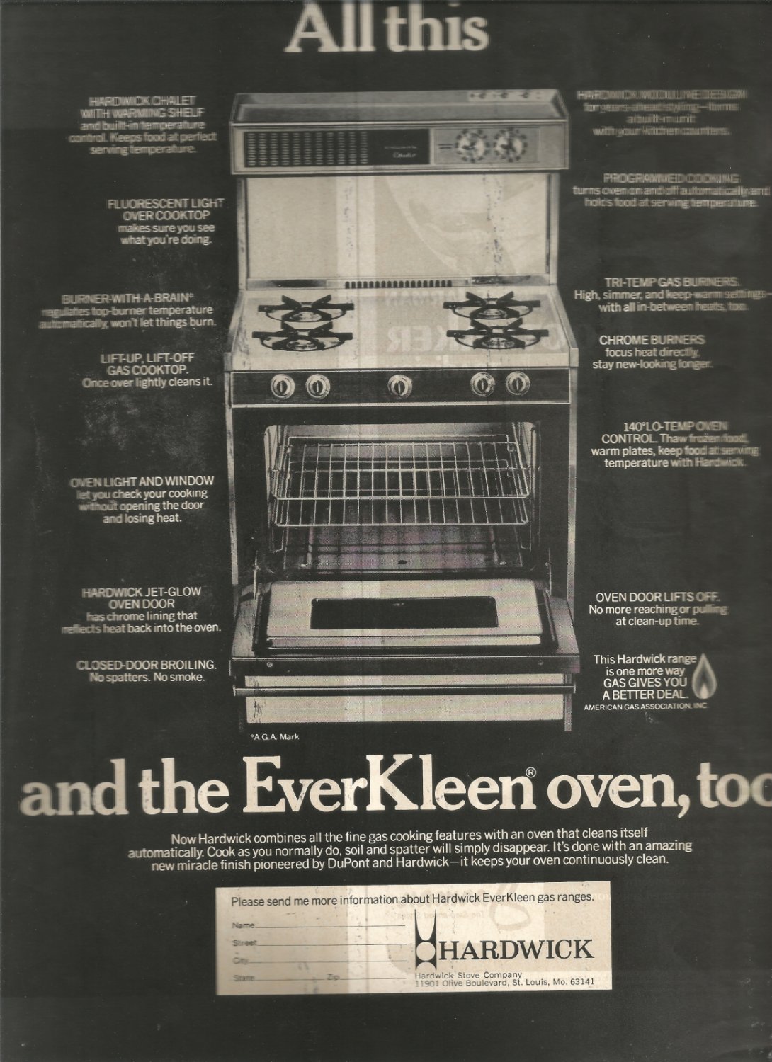 Oct. 16, 1970 Hardwick gas range and EverKleen oven magazine ad (5067)