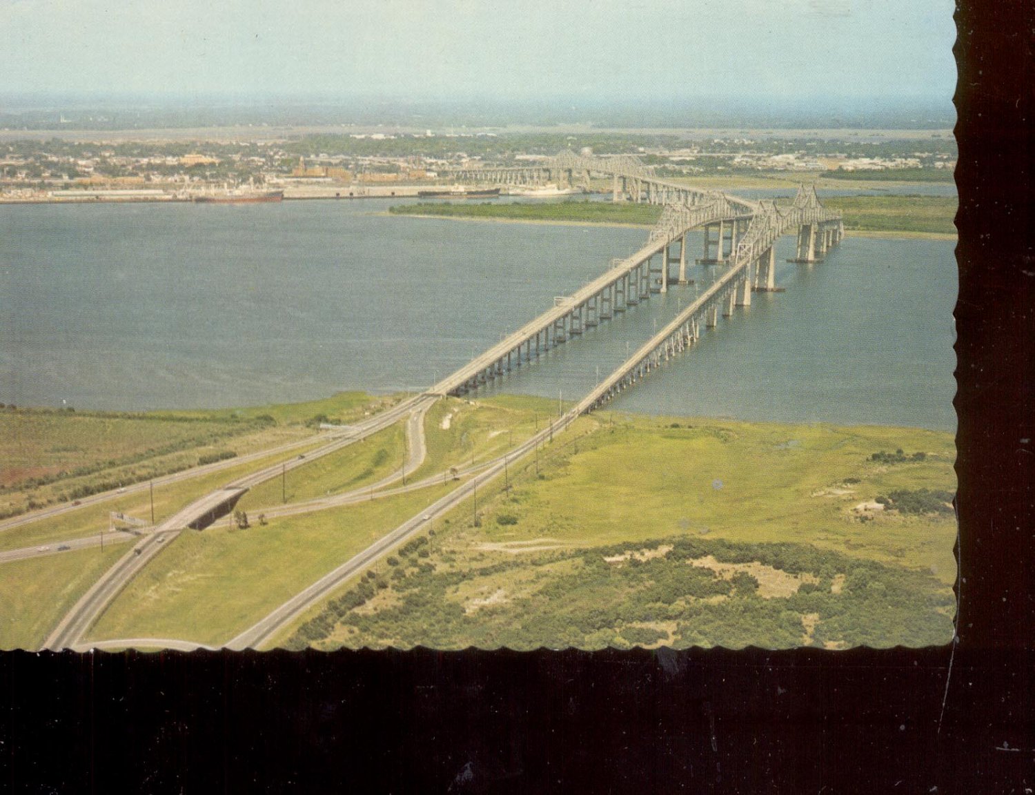 Aerial view of the Cooper River Bridges- Charleston, South ...