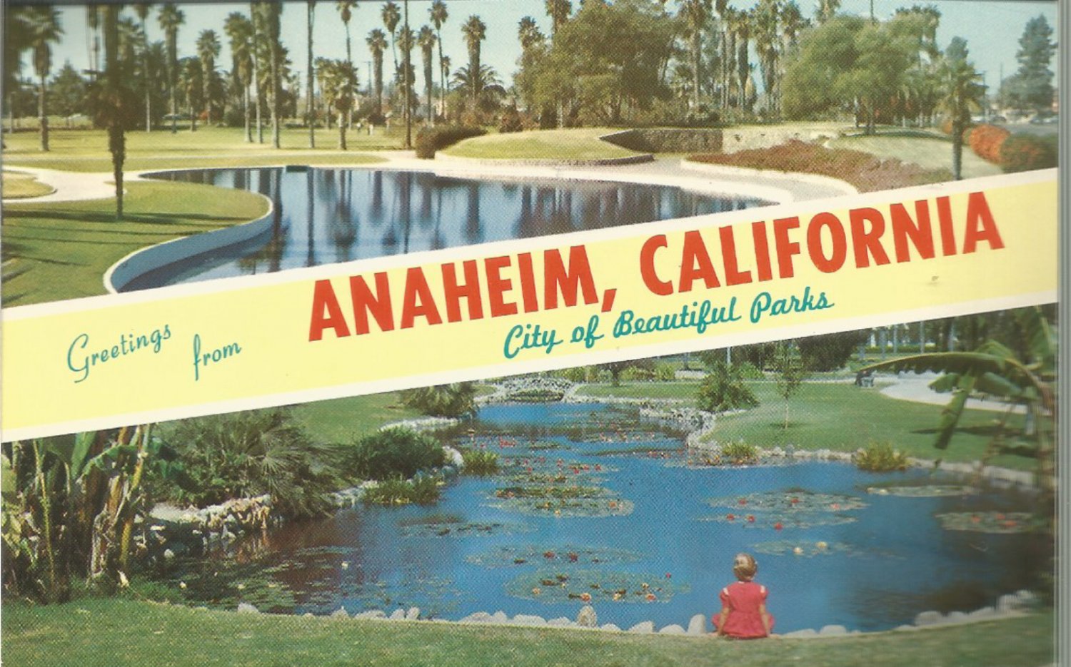 Greetings from Anaheim, California City of Beautiful Parks Postcard