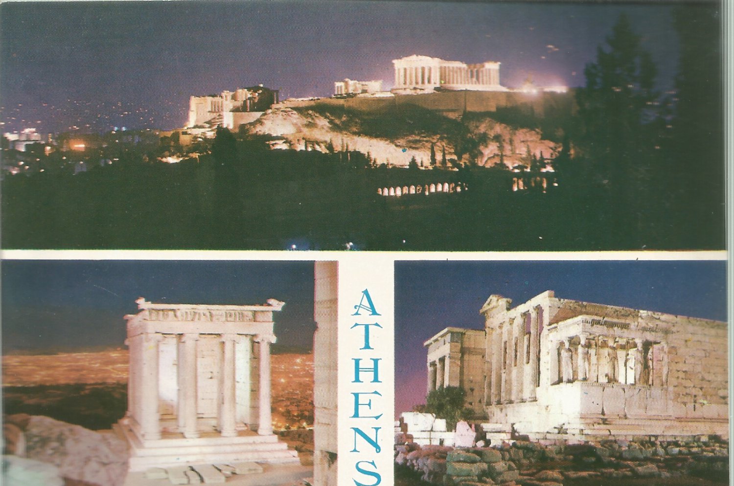 Greece- Athens- Ancient monuments at night  Postcard (#1115)