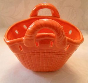 Orange Ceramic Basket Vase