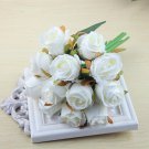 KIMIZA - 12 Head Silk Rose Flowers White, Floral Bridal Wedding Bouquet Home Party Decor
