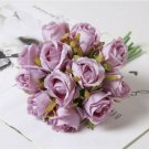 KIMIZA - 12 Head Silk Rose Flowers Light Purple, Floral Bridal Wedding Bouquet Home Party Decor