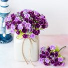 KIMIZA - 12 Head Purple Silk Rose Flowers Floral Bridal Wedding Bouquet Home Party Decor
