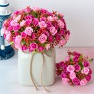 KIMIZA - 12 Head Pink And Fuchsia Silk Rose Flowers Floral Bridal Wedding Bouquet Home Party Decor