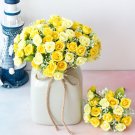 KIMIZA - 12 Head Yellow Silk Rose Flowers Floral Bridal Wedding Bouquet Home Party Decor