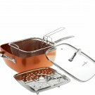 Copper Chef 9.5" Square Pan with Lid,Fry Basket, Steam Rack & Recipes