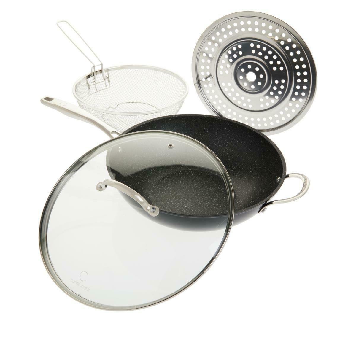 Curtis Stone Dura-Pan 5-Quart 4-piece Nonstick Chef's Skillet Set Model 638479