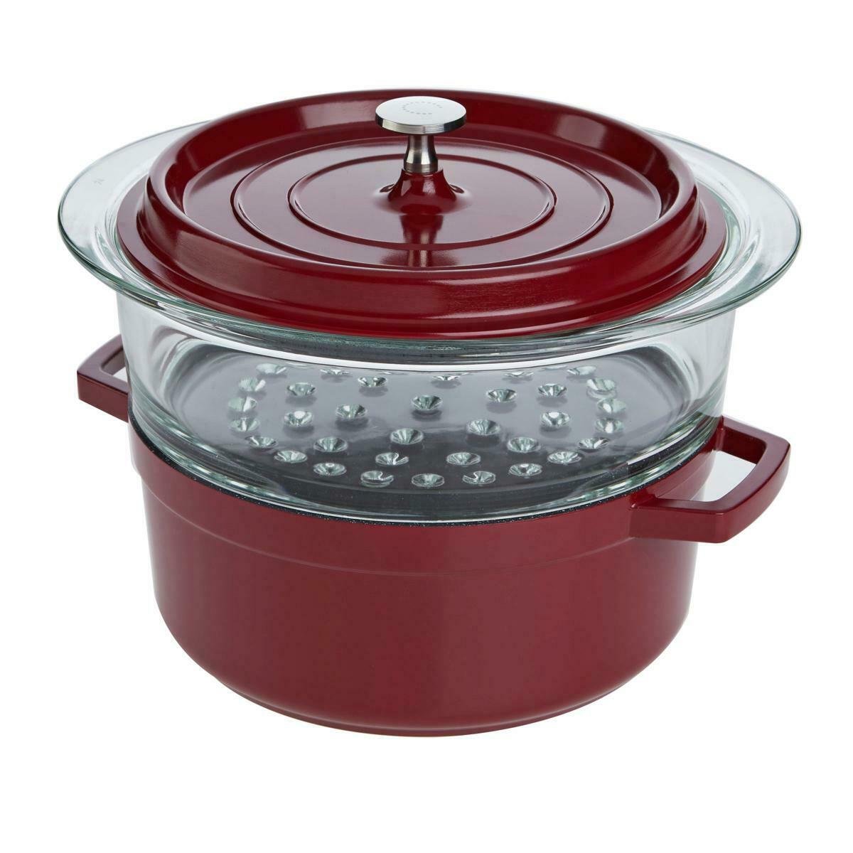 Curtis Stone DuraPan Cast 4.5Quart Stockpot with Glass Steamer 700350