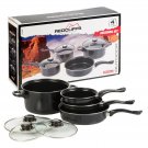 7pc Non Stick Cookware Pot & Pan Set With Glass Lids Easy Clean Coating Kitchen