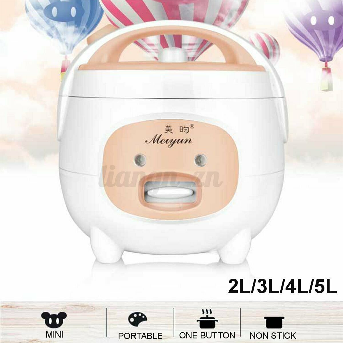 2/3/4/5L Portable Mini Electric Rice Cooker Non Stick Pot Soup Kitchen Cook